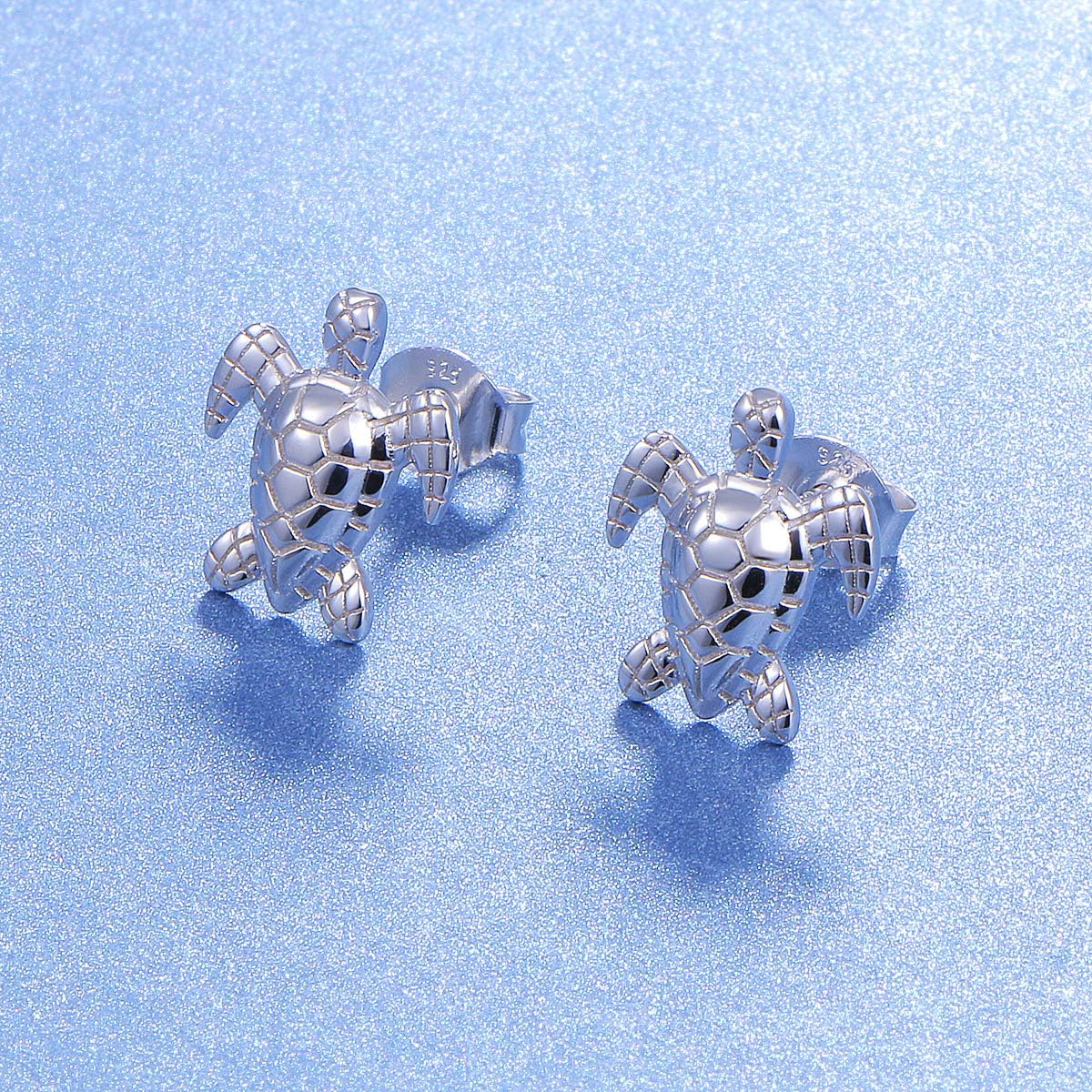 (Health and Longevity) S925 Sterling Silver Sea Turtle Animal Stud Earring for Women - Image 3