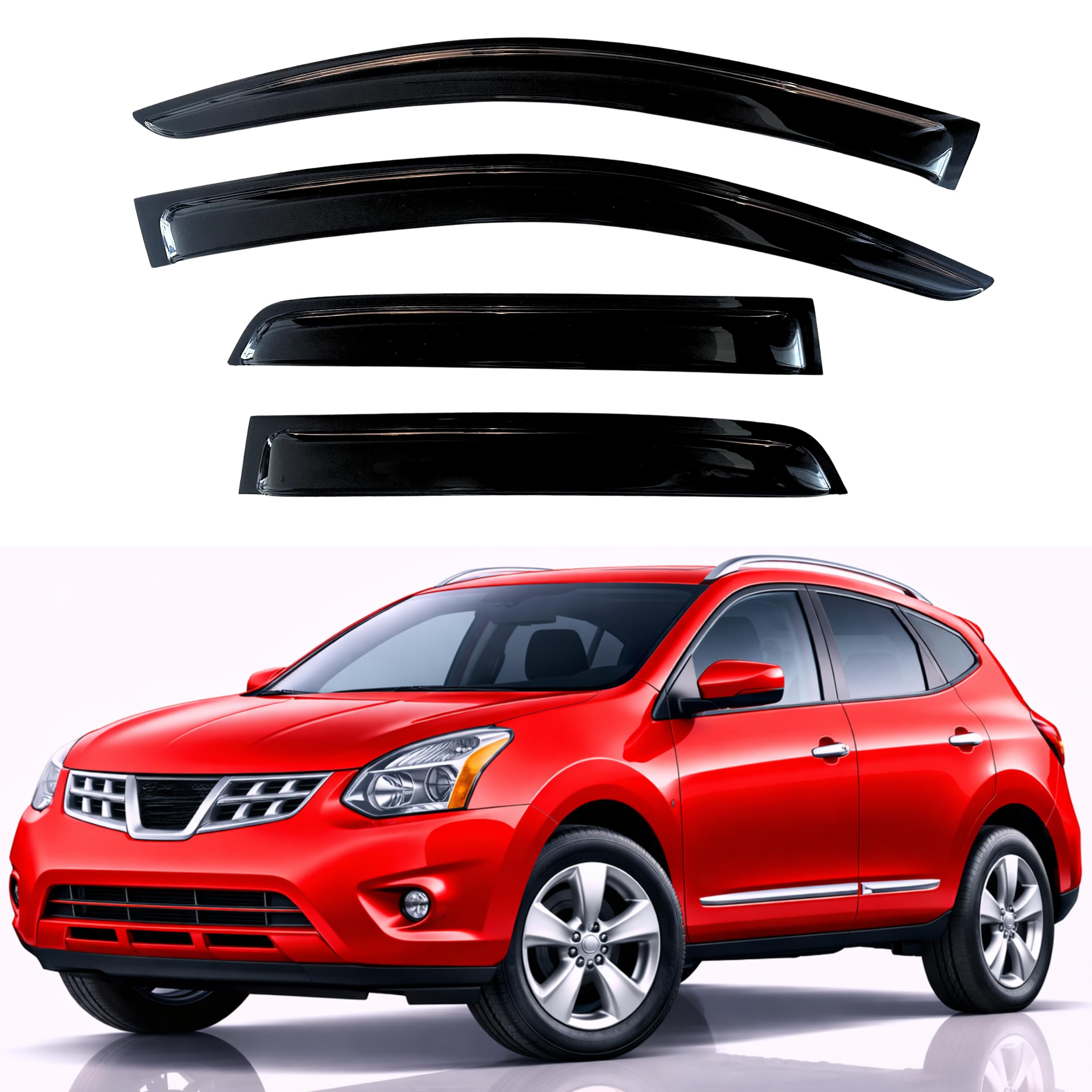 KPY Rain Guards Fit for 2009-2013 Nissan Rogue, Out-Channel Window Visors Vent Wind Deflectors 4PC, Car Accessories for 2014-2015 Rogue Select