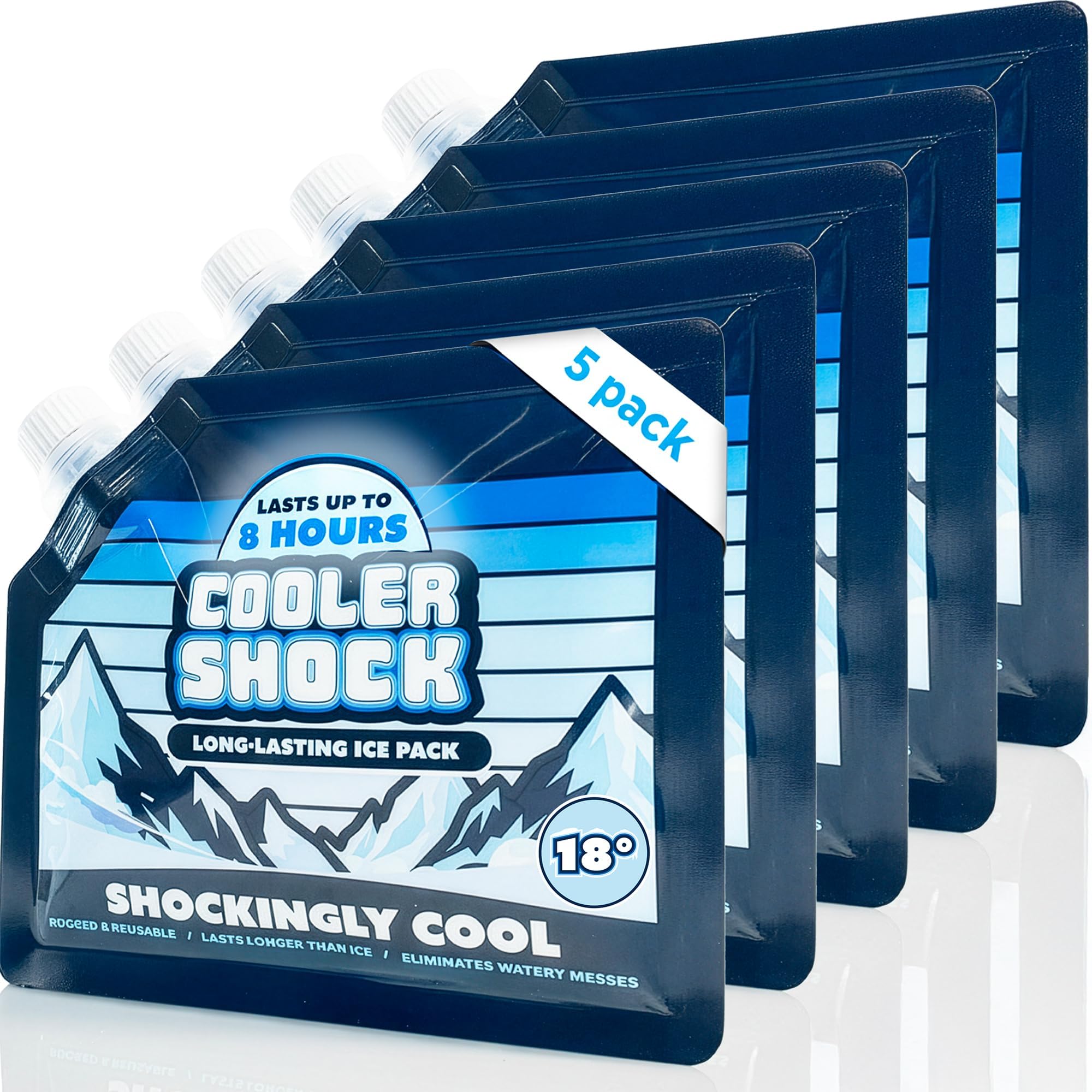 Ice Packs for Coolers, Cooler Freezer Packs, The Coldest Pack at 18 Degrees F. No Ice Needed, Reusable