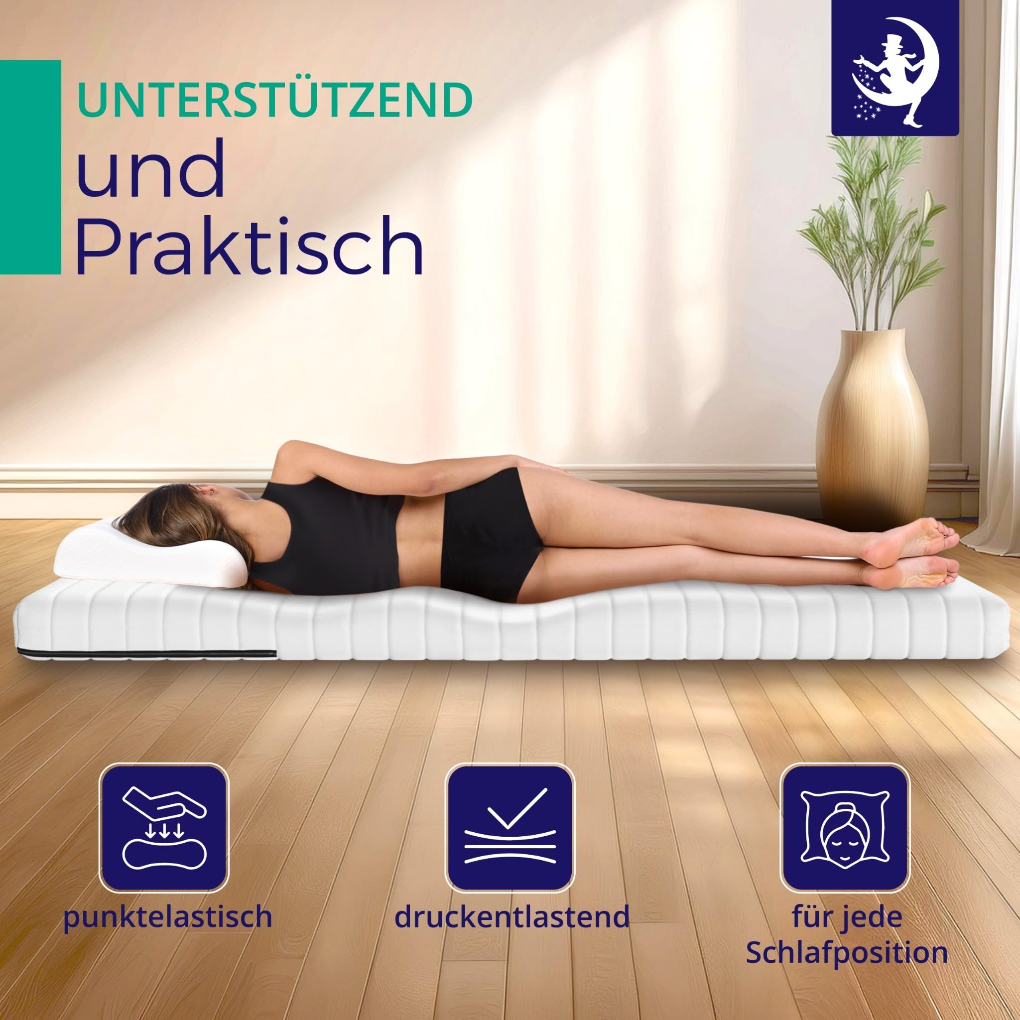 Mister Sandman Kaltschaummatratze 200x200 cm H3 – Rollmatratze 11 cm hoch – waschbarer Bezug 60° – Öko-Tex – Made in Germany