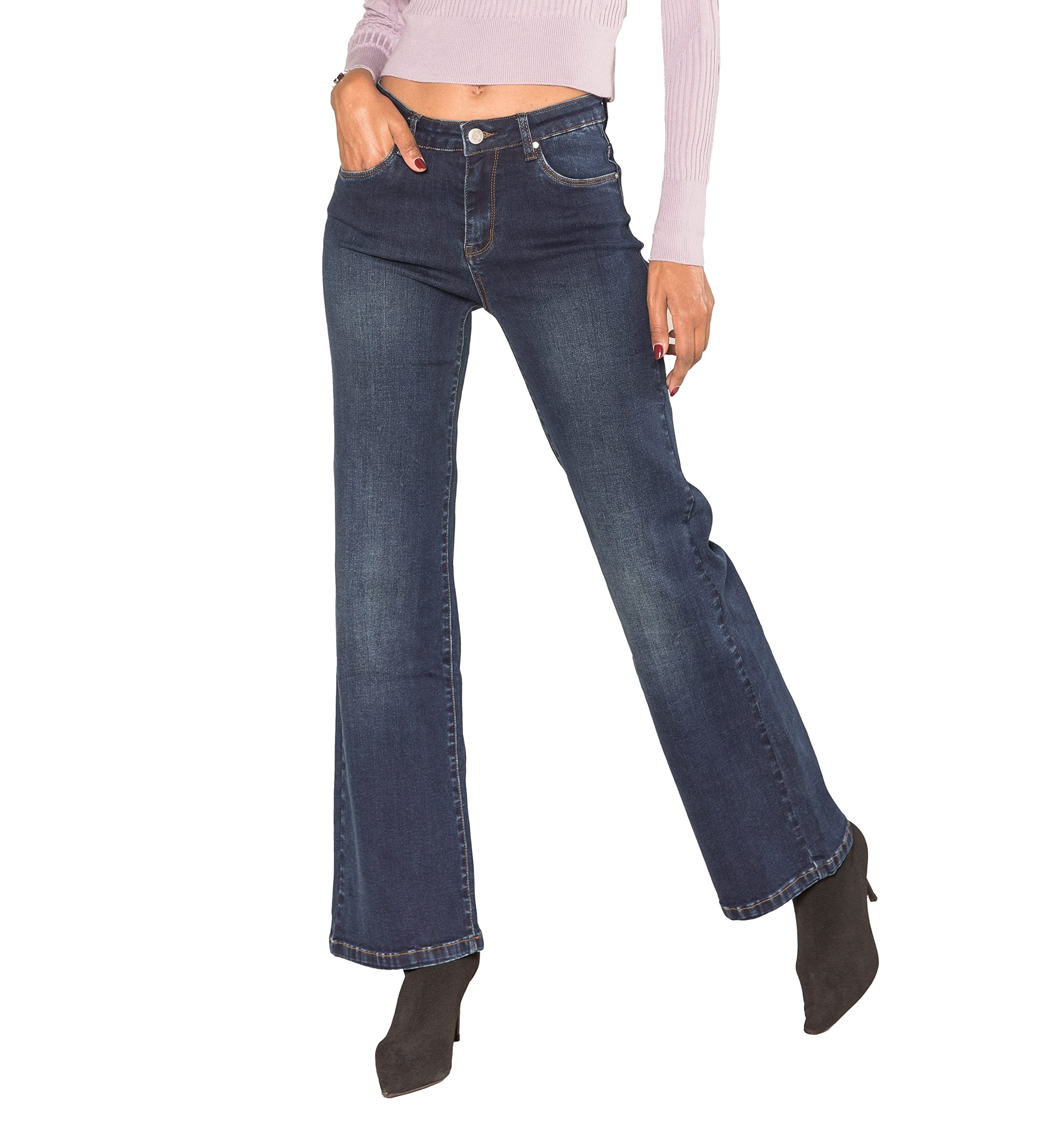Nina Carter P080 Jeans da donna Flared Bootcut Jeans a vita alta