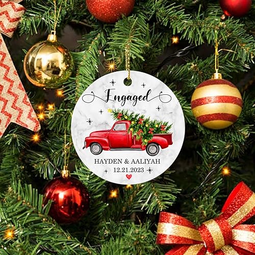 Miniatura 4 de Adorno de Navidad de compromiso, regalo de recuerdo de fecha de compromiso, adorno personalizado para la primera Navidad 2025
