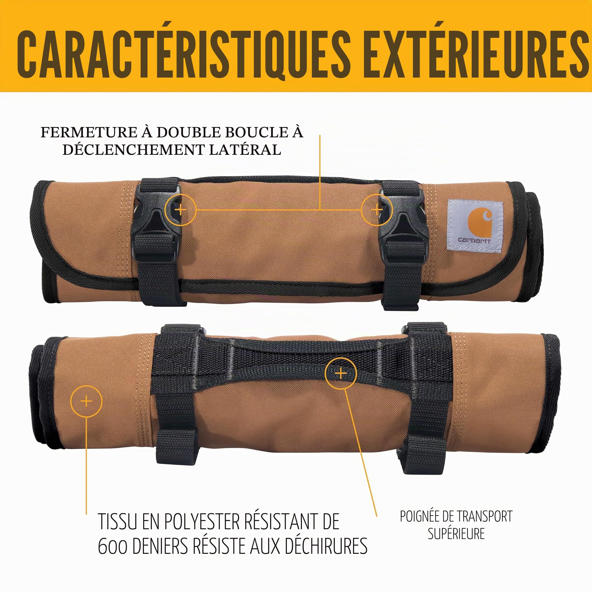 Carhartt Rouleau Utilitaire à 18 Poches, Durable et résistant à l'eau, Rouleau d'outils Essentiels (Noir), Taille Unique, Rouleau Utilitaire 18 Poches