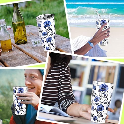 Miniatura 6 de Vaso de 30 onzas con tapas y pajillas, vaso aislado de doble pared, vaso de acero inoxidable al vacío, con recubrimiento en polvo, taza de café de