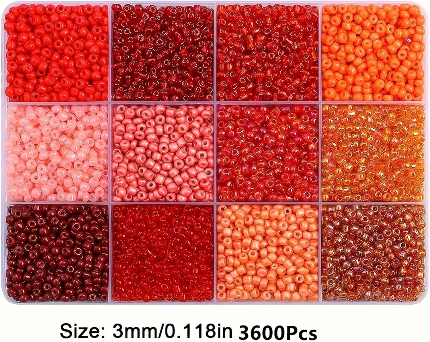 ianufu Embroidery Beads 5sets 3600pcs/set 3mm Glass Seed Beads Assorted Colors 12-Grid Box DIY Jewelry Making Kit for Adding Texture to Embroidery,Craft,Home Decor(Color09)