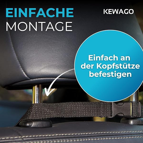 Kewago Rückenlehnenschutz Auto Kinder 2 Stück schwarz - Trittschutz Autositz & Rücksitzschoner - Sitzschoner Auto Vordersitze - Autositz Schutz vor Schmutz, Abdrücken & Kratzern - Schutzmatte - 5