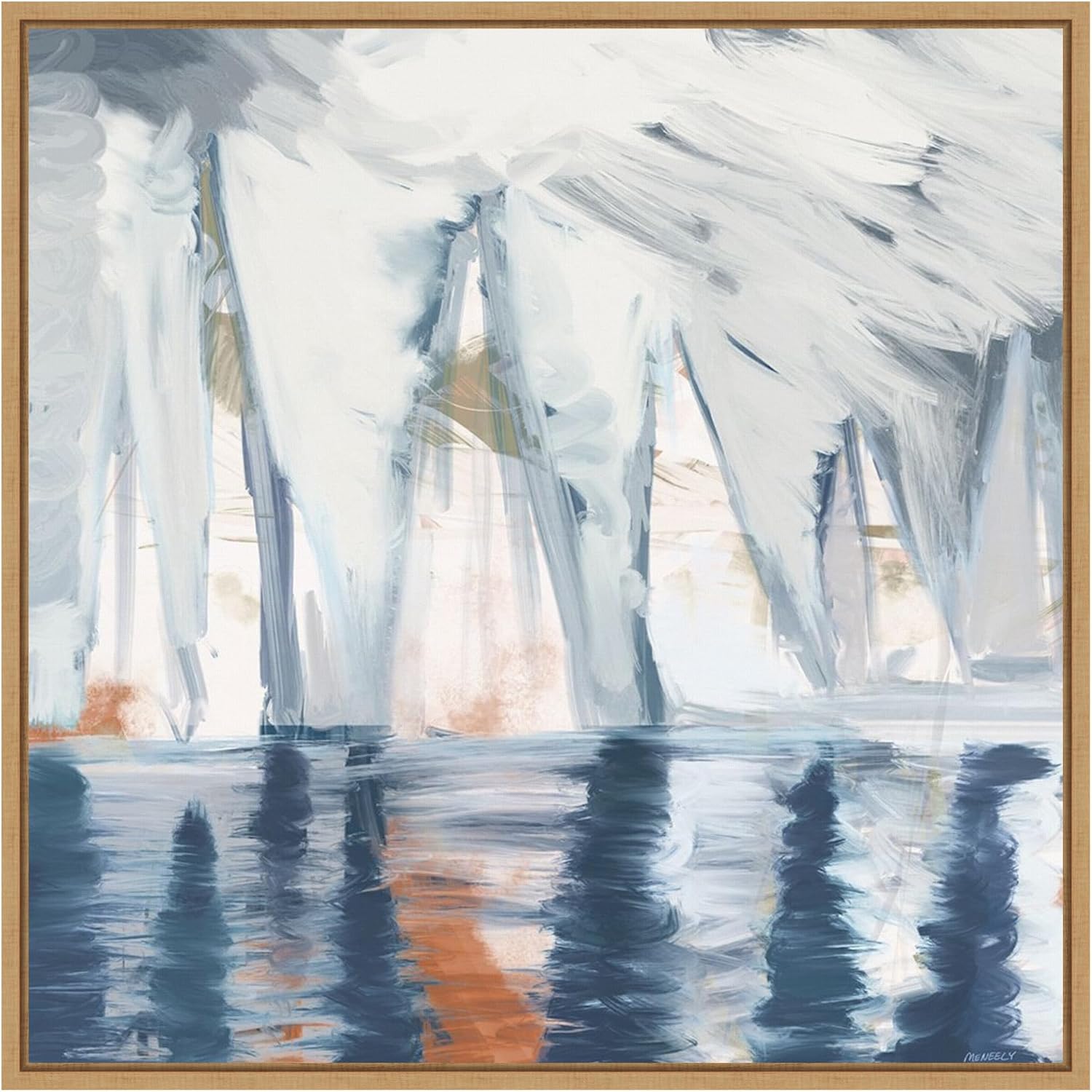 Amanti Art Framed Canvas Wall Art 30x30 Sailboats In The Mist II by Dan Meneely, Framed Wall Art Canvas, Abstract Artwork, Modern Decor, Large Poster Painting for Living Room, Bedroom, Bathroom,
