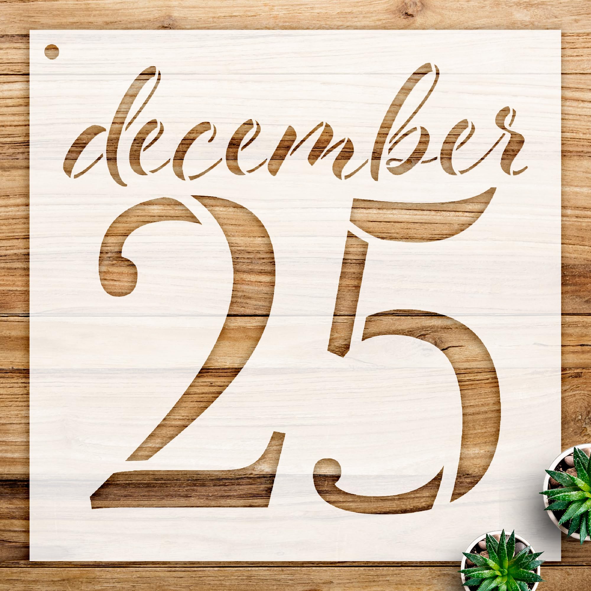 December Lowercase Stencil Pattern for Wood Signs and pallets, Reusable Mylar Template for Holiday Crafts and Home Decor - Size A3 (11.7