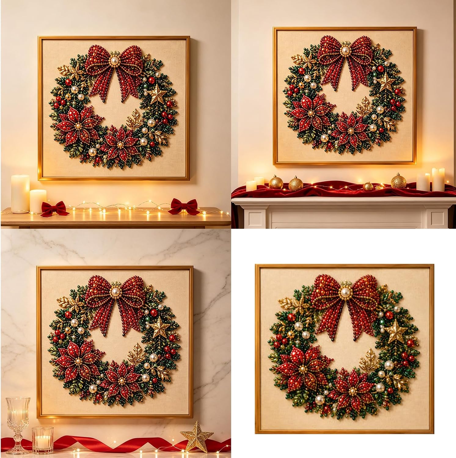 Hsylvanix Holiday Bead Canvas Artwork, with Photo Frame Old GIVE Gifts image 2