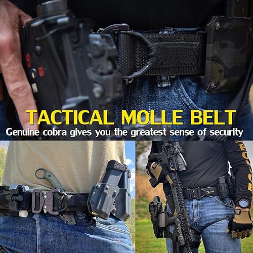 Miniatura 5 de Cinturón de batalla táctico de 1.75 pulgadas, hebilla Cobra de Molle Riggers, cinturón de pistola de alta resistencia militar de tiro, cinturones de
