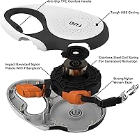 Vista 3 de TUG 360° Tangle-Free Retractable Dog Leash with Waste Bag Dispenser (Medium, White/Orange)