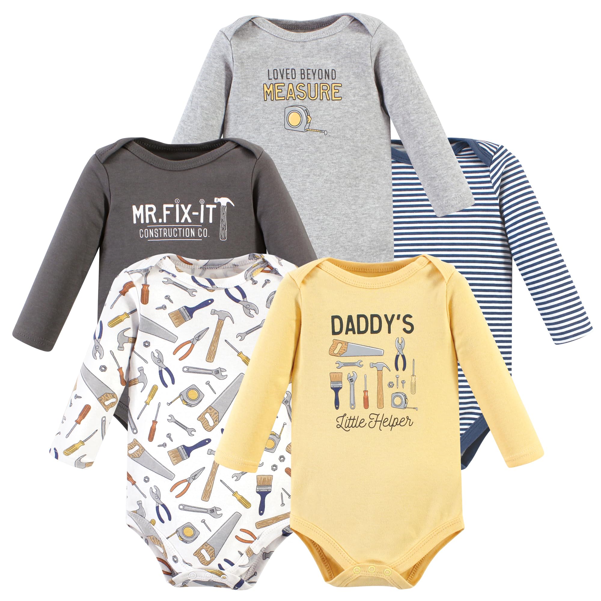 Hudson Baby baby-boys Cotton Long-sleeve Bodysuits 5-pack