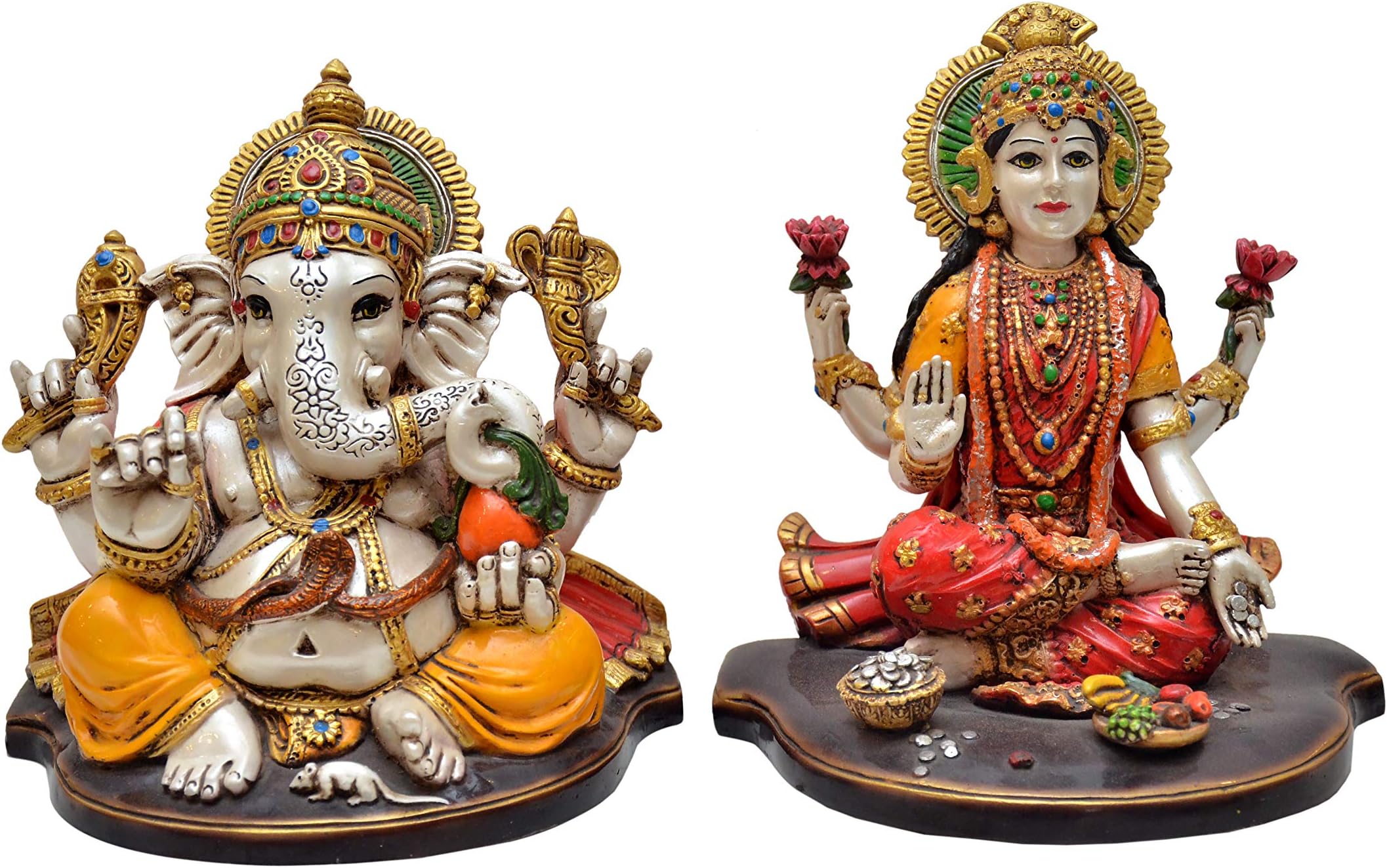RMT Traders Lakshmi Ganesh Decorative Idol Statue Hindu God Goddess Marble-dust murti for homedecor and mandir