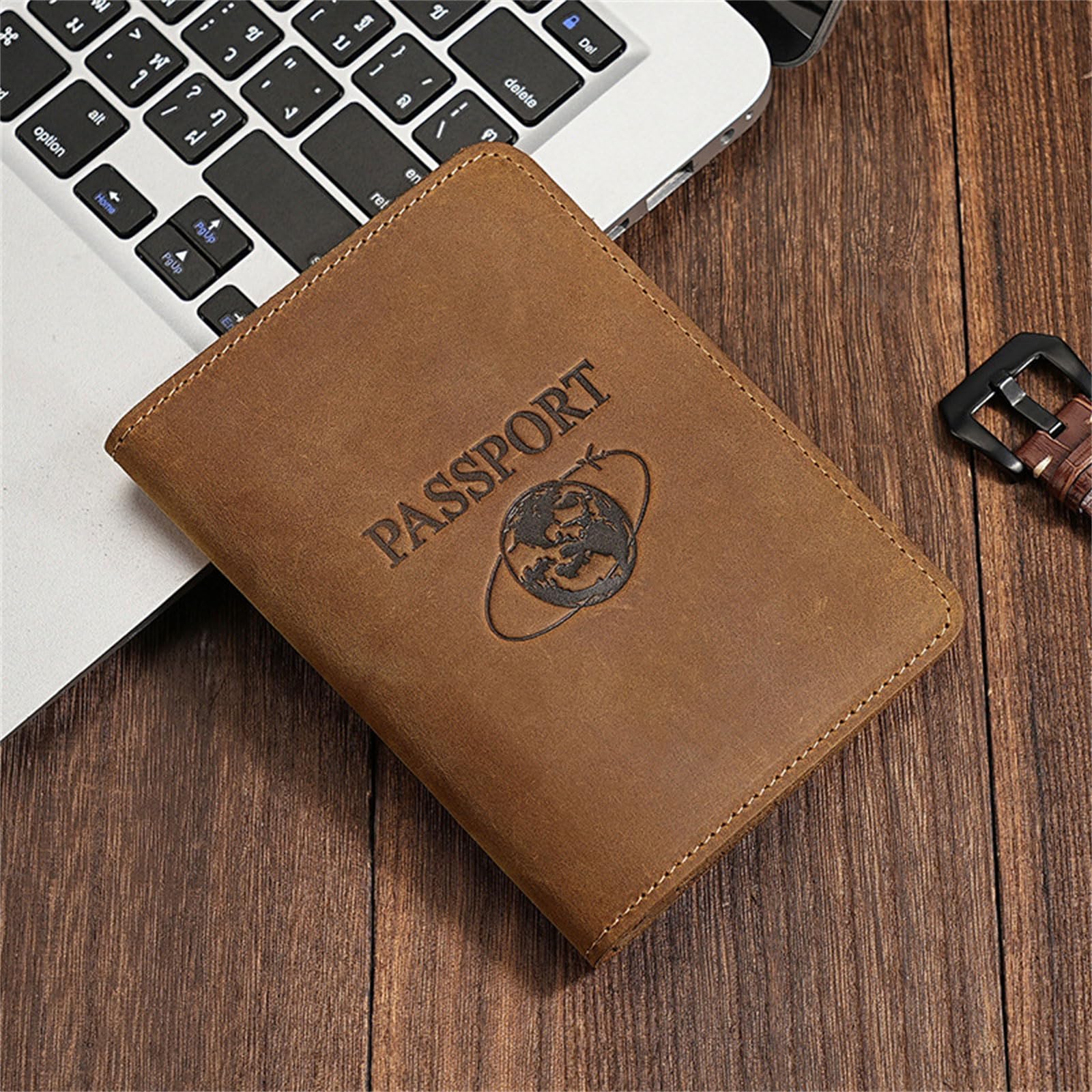 Protector de pasaporte con bloqueo para mujeres y hombres, seguro para documentos de viaje y almacenamiento de tarjetas, fundas para pasaportes, Coffee, Belleza masiva