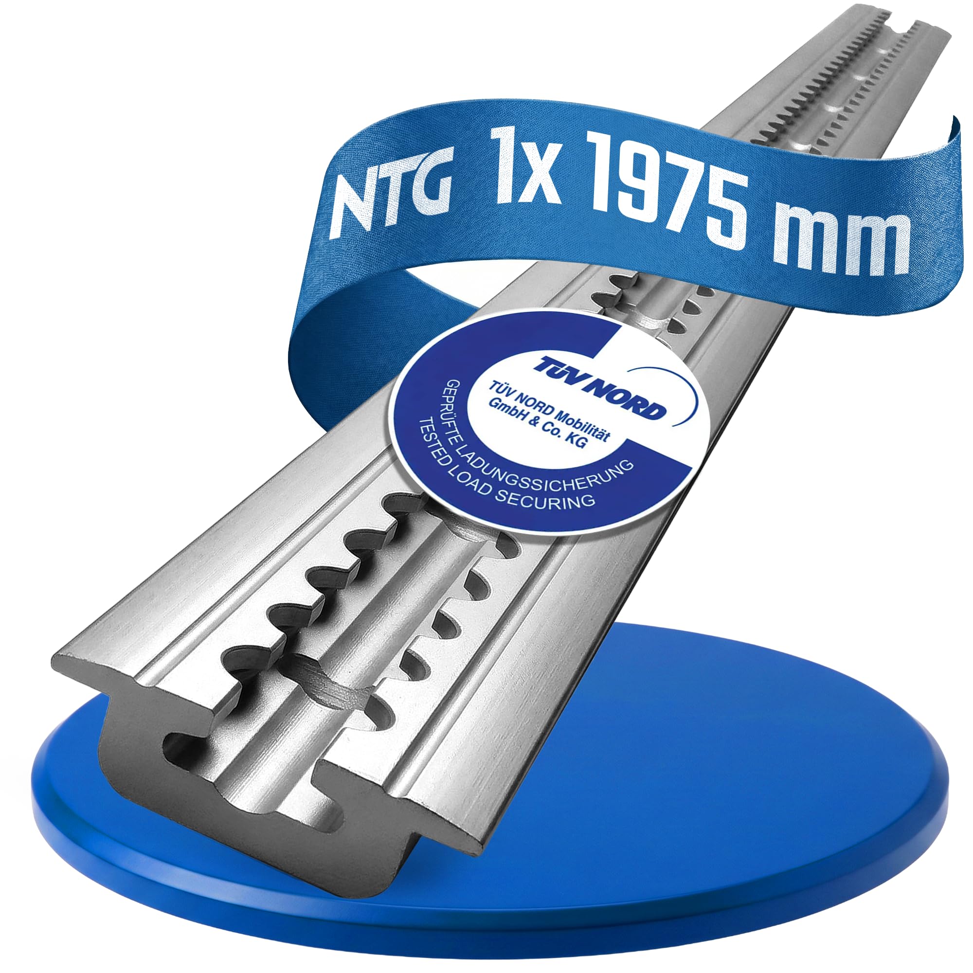 NTG Rail aéronautique en aluminium de 2 m, certifié TÜV, à encastrer, escamotable comme profilé de sol avec trous 2 m 1975 mm
