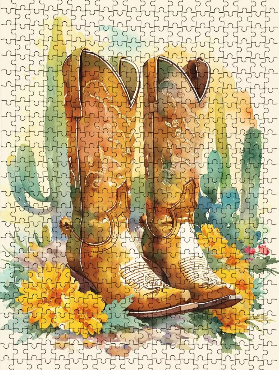 Botas De Cactus Puzzle 1000 Piezas, Rompecabezas Adultos Puzzle, 3D Un Rompecabezas, Desafiante Puzzles de Decoración Juego de, Juego Educativo para Toda la Familia, para Regalo Decoración FNKL7-1010
