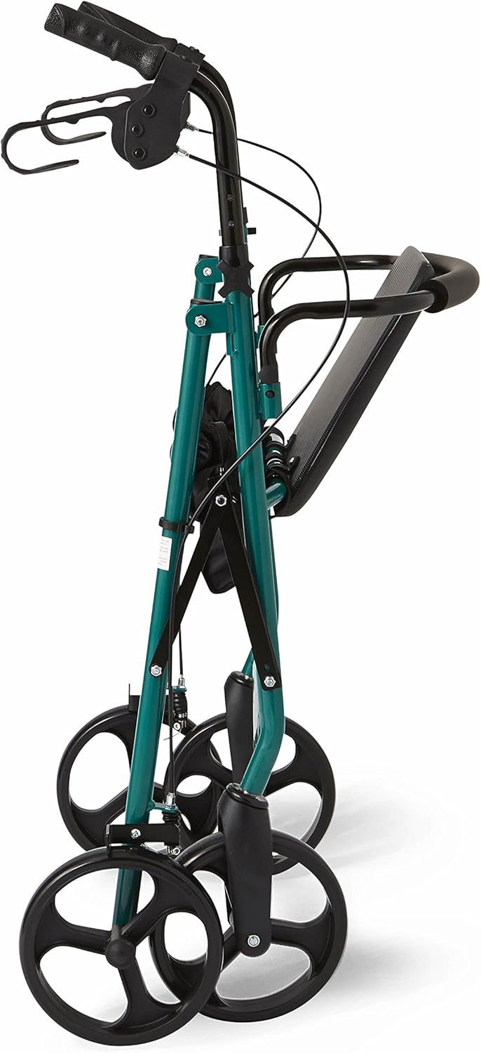 Medline Standard Steel Folding Rollator Adult Walker with Wheels, Green, 8" : Everything Else