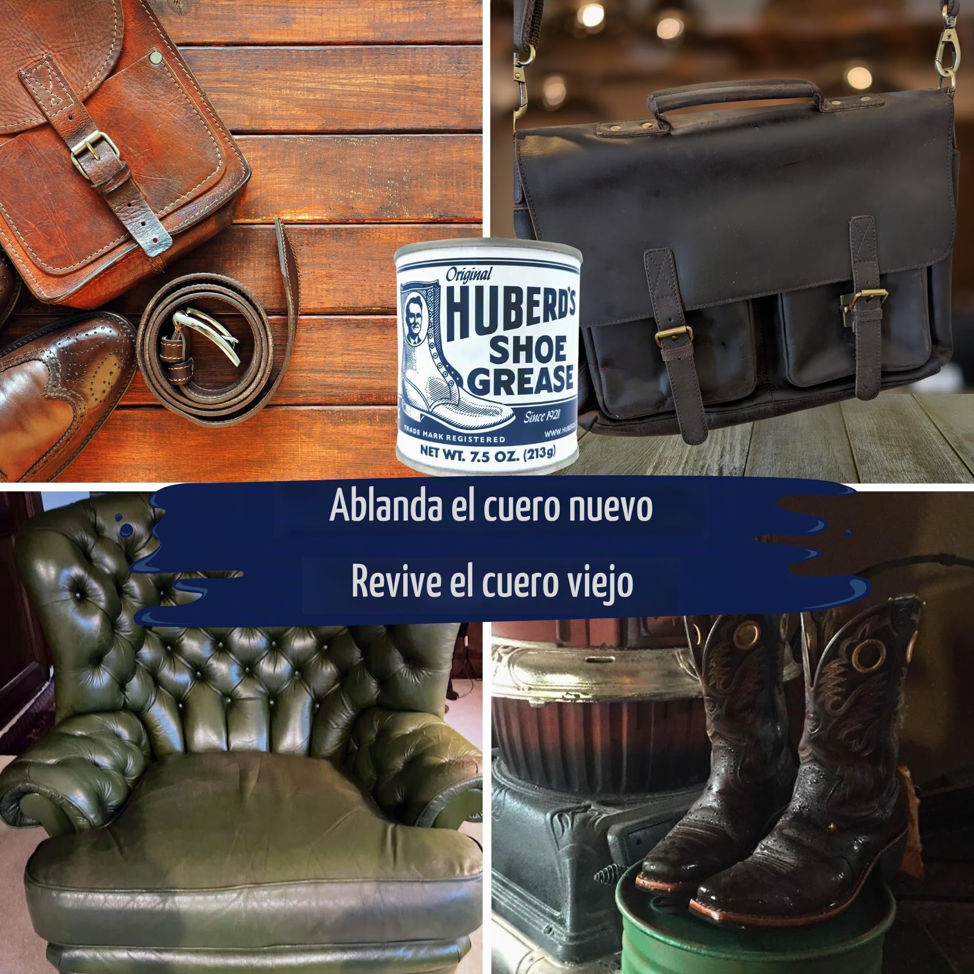 Huberd's Shoe Grease (212.6 g) - Acondicionador e Impermeable para Cuero Desde 1921. Impermeable, suaviza y acondiciona Botas, Zapatos, Bolsos, Cinturones, Chaquetas, Asientos de Coche, Guantes,