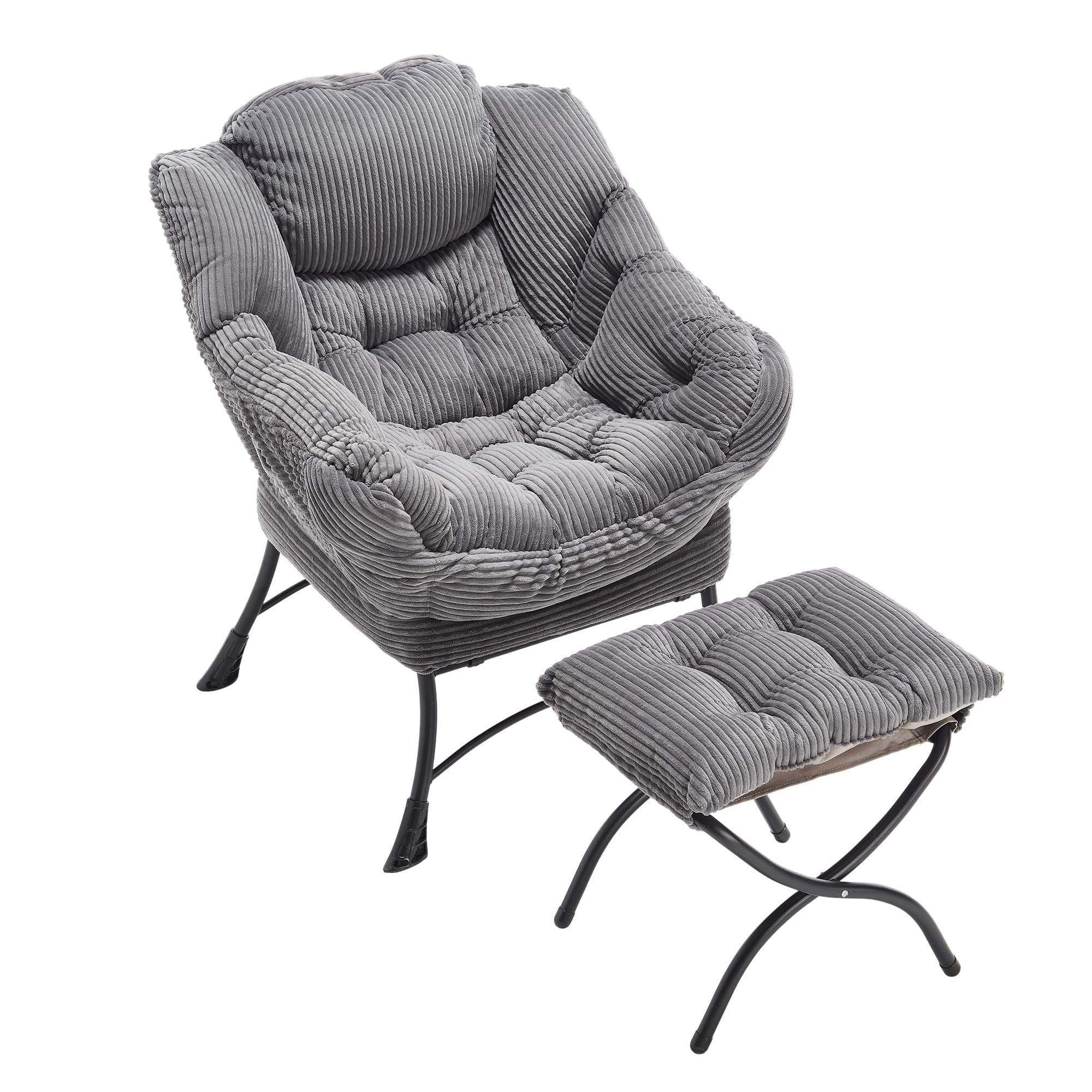 Donext Lazy Boy Office Chair, Modern Reading Chair with Adjustable Footrest, Plush Lounge Chair for Ultimate Comfort, Ergonomic Dining Chair for Home Office & Living Room?30.46in-Grey?