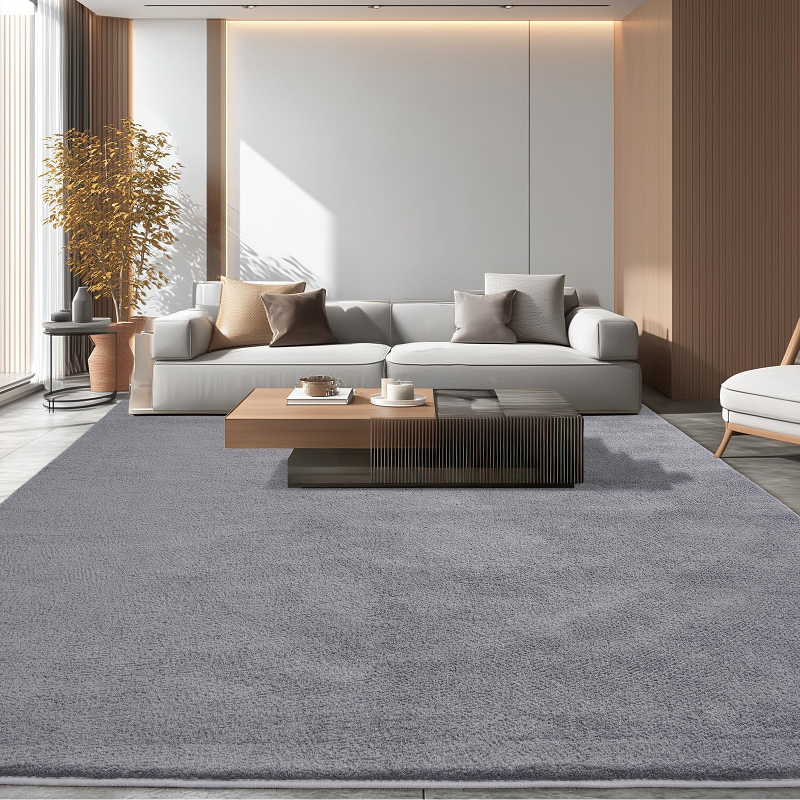 iEvery Waschbarer Kuscheliger Kurzflor Teppich Moderner Wohnzimmerteppich, Weich & Pflegeleicht Carpet rutschfest für Wohnzimmer, Schlafzimmer, Bettvorleger & Kinderzimmer Deko