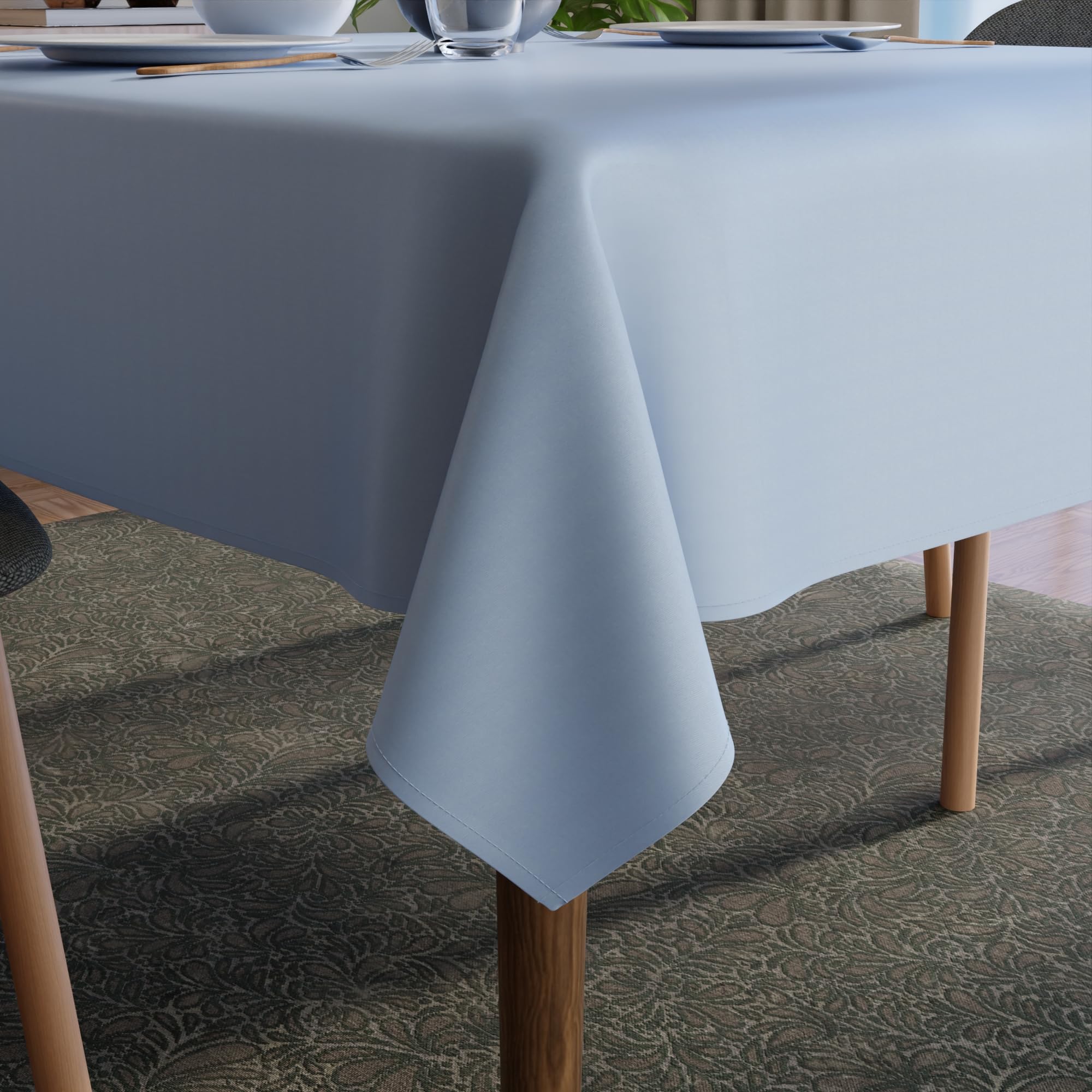 Encasa XO Dining Table Cover for 4 Seater | Size 140x140 cm | Water Repellent Heavy Duty Polyester | Blue Color | Dining Table Cloth - Machine Washable