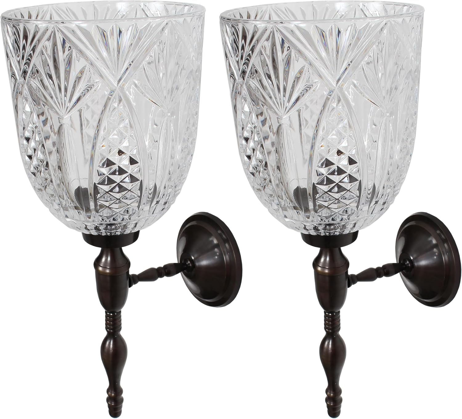 Set of 2 Pieces Wall Candle Holders Metal Sconces with Crystal Glass, Wall Decorations, Hanging Candle Sconce 14 inch Height x 5 inch Width (Nickel Plated)