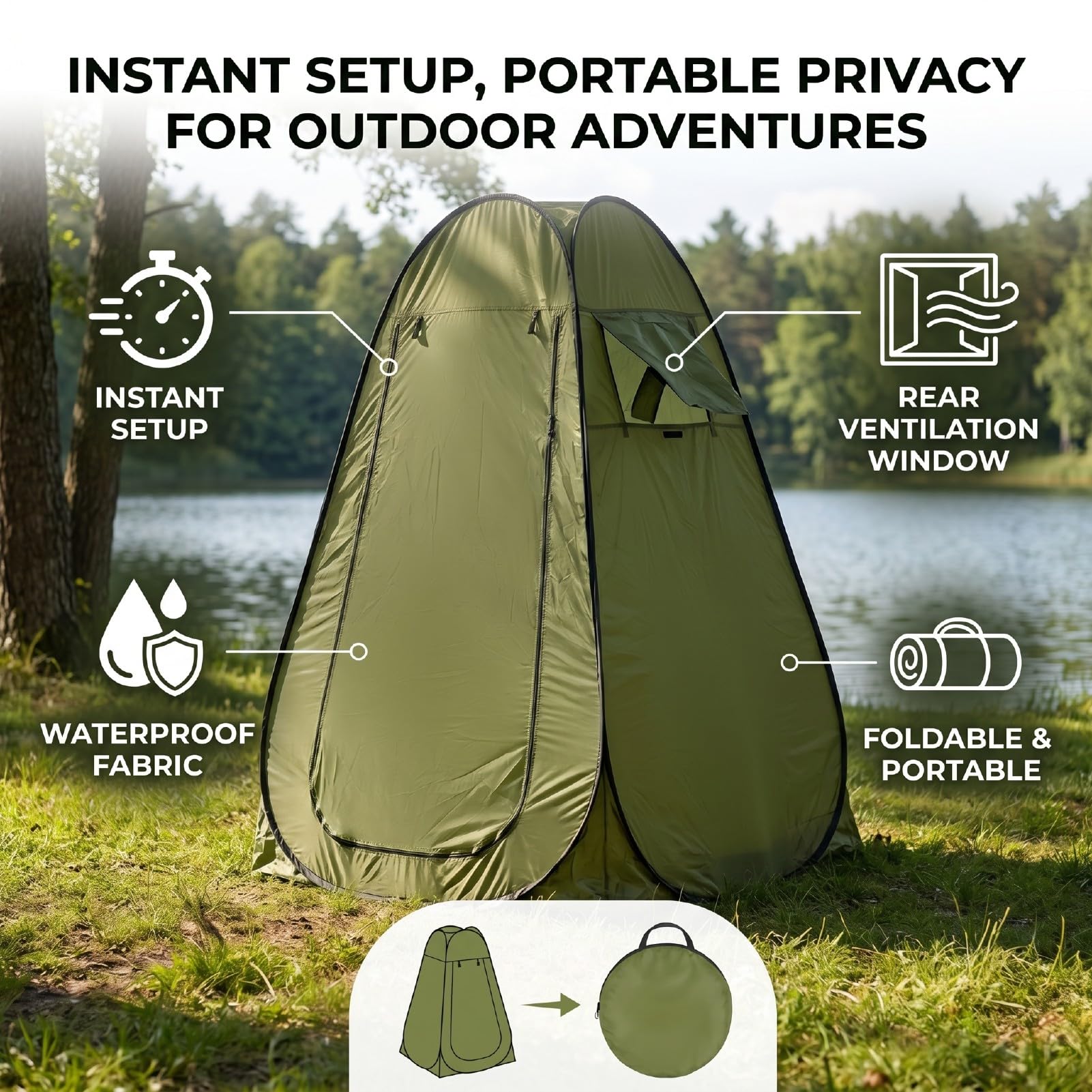 Namiot Prysznicowy Pop Up PrzenośNa, Natychmiastowa Przebieralnia Na plażę kempingową Na Zewnątrz 59,06x59,06x74,80 Cala Wodoodporny Poliester (Listowie)