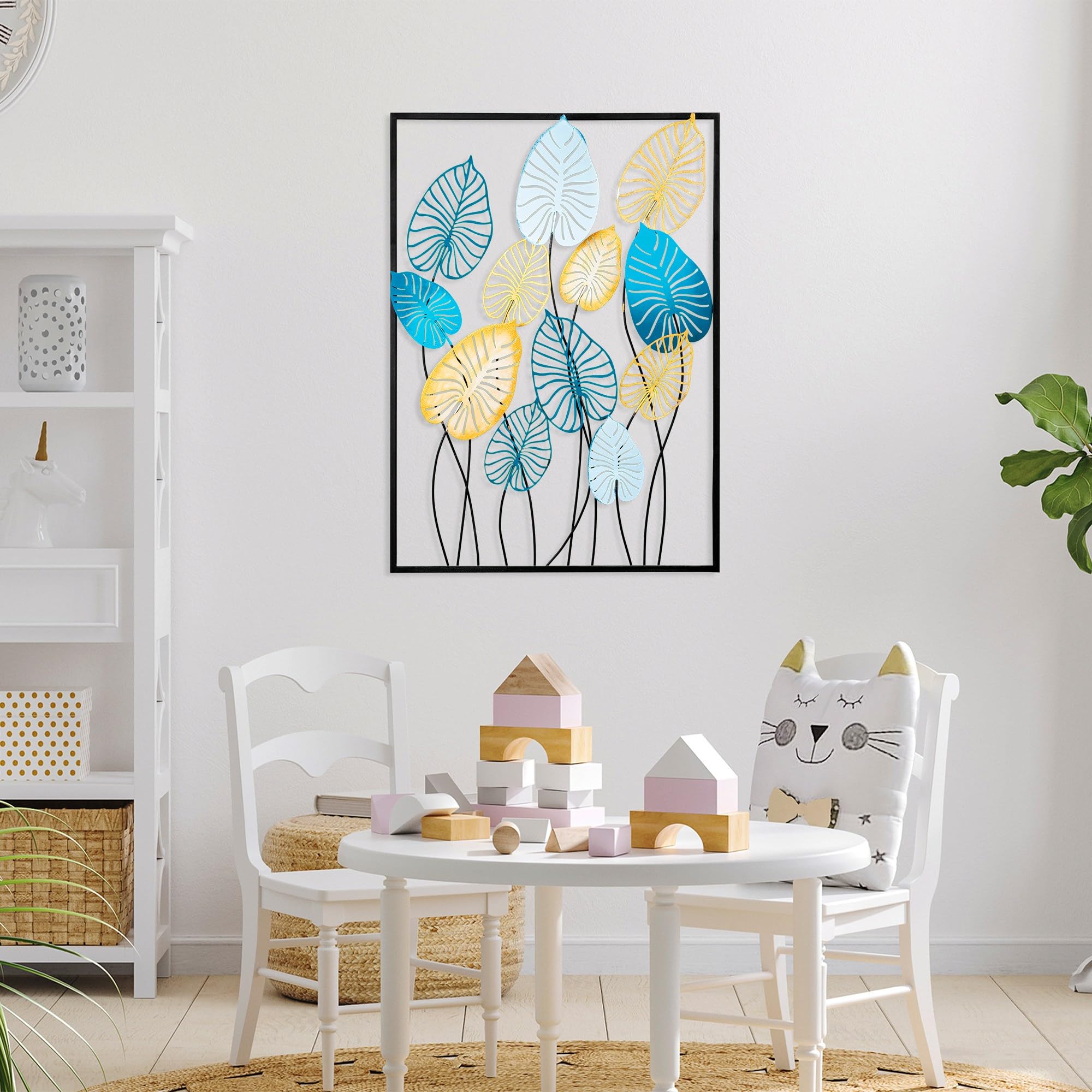 Hanah Home Accessori decorativi da parete in metallo, fatti a mano, 50 x 70 cm, 100% metallo (1,5 mm), design unico dipinto a mano, perfetto per decorazioni per la casa e gli amanti dell'arte