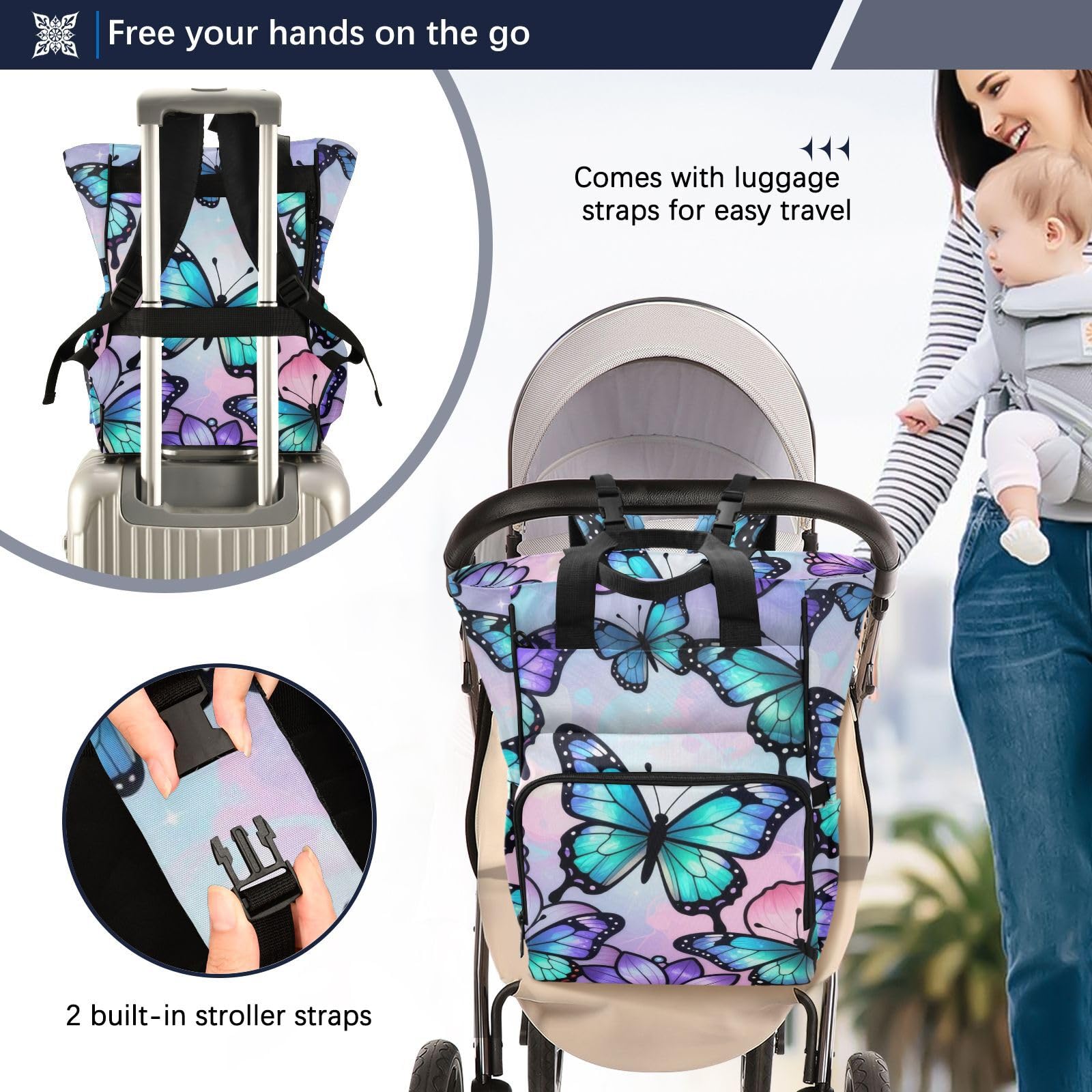 Baby Bags For Mama Butterflies - Vitrales morados