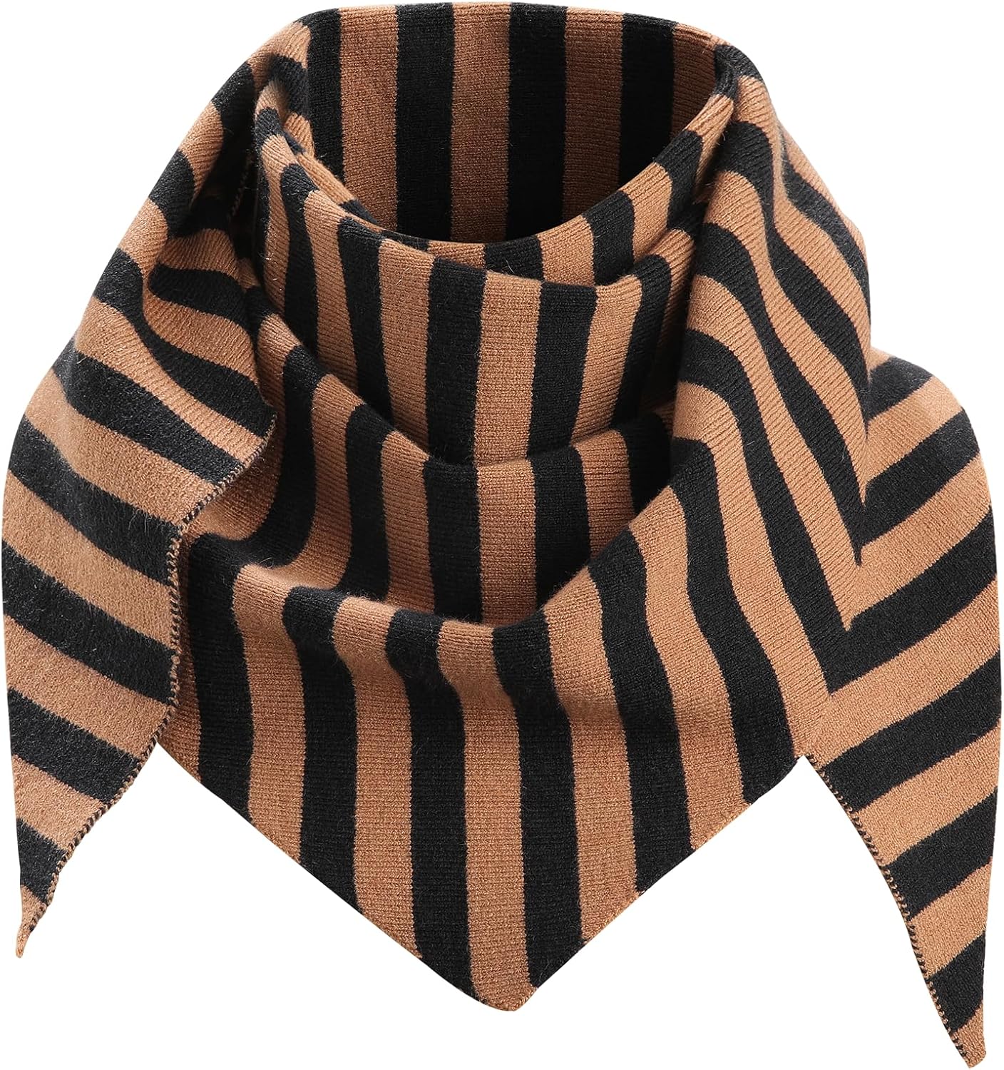 Molans Knitted Stripe Triangle Scarf for Women- 47inch Women's Warm Knit Shawl, Fashionable Blanket Scarves for Fall Winter