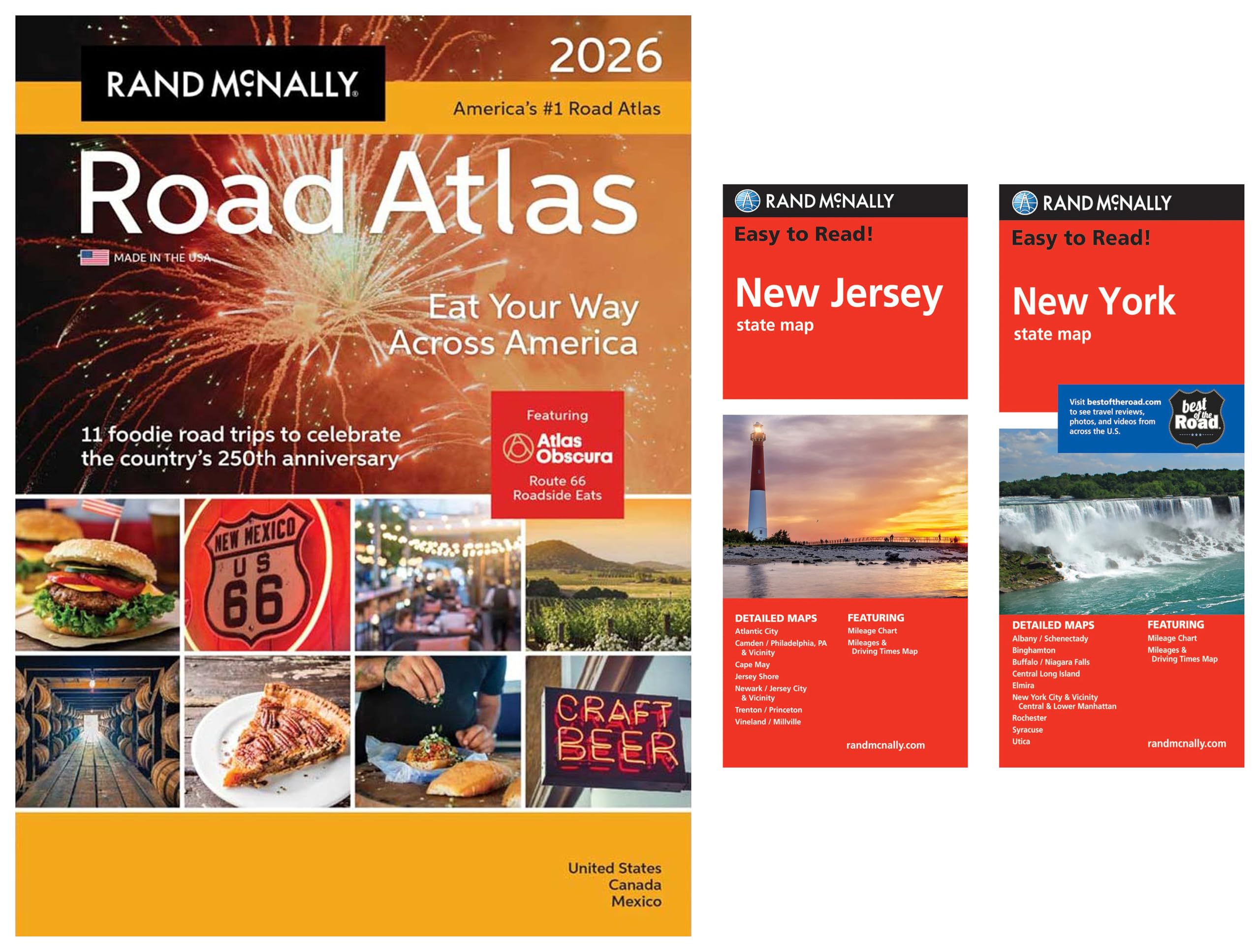 2026 Road Atlas with Easy to Read New Jersey & New York State Maps