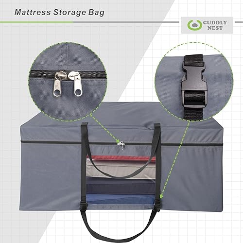 Miniatura 5 de Cuddly Nest Bolsa de almacenamiento plegable para colchón, funda de transporte resistente para cama de invitados de tres pliegues (se adapta a