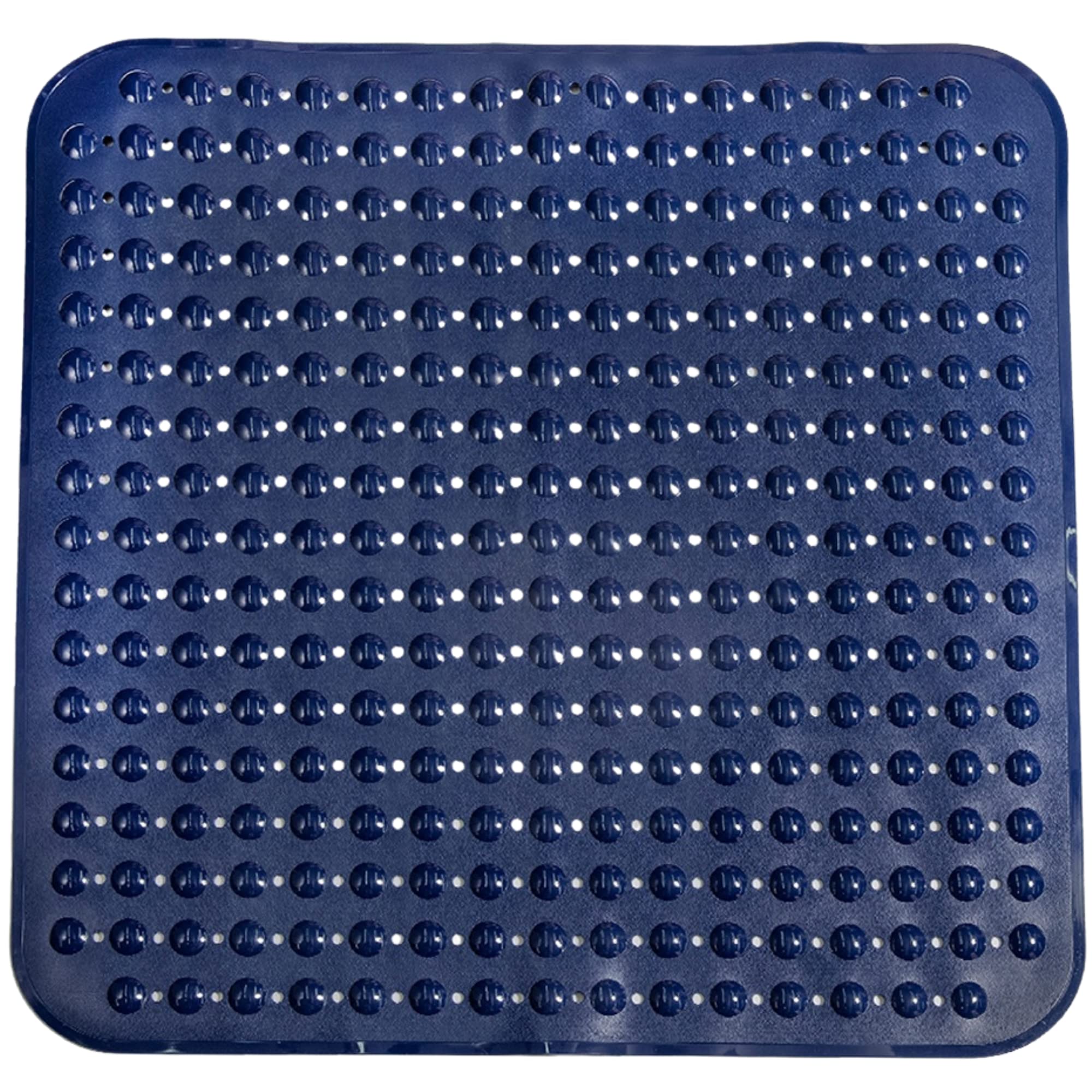 ENKOSI Extra Large Square Non Slip Shower Mat - 31 x 31-inch XL Bathroom Shower Mat - Square Shower Matts for Shower Stall Floors | Secure Suction Cups and Drain Holes (31x31 Navy Blue)