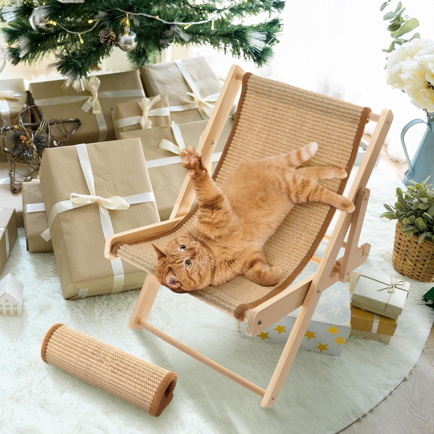 Tiragraffi, Tiragraffi for conigli, Letto amaca for gatti Poltrona for gatti portatile con tappetino in sisal Riposo Tiragraffi for gatti Letto rialzato for conigli Piccoli animali coniglietti Cani Cu
