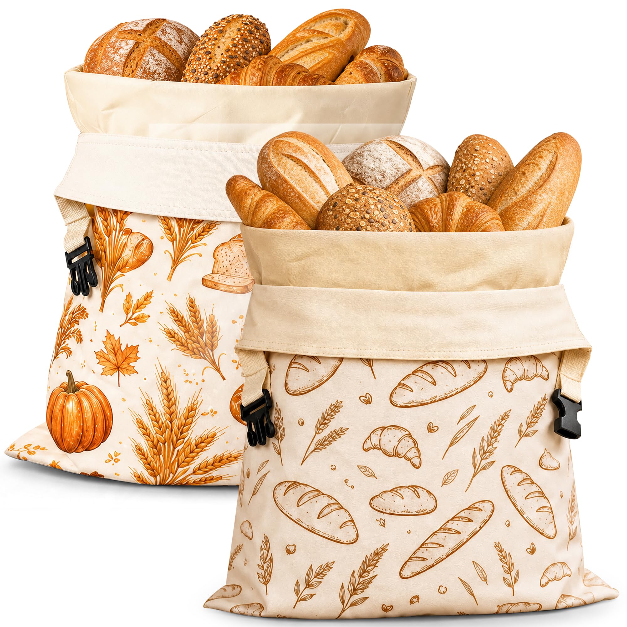 Beeswax Bread Bag Extra Large 43×33cm, Reusable Natural Beeswax Lining Storage Bag for Homemade Sourdough Artisan Loaf Bread Rolls, Breathable Fresh Keep Kitchen Storage Picnic Baker Gift