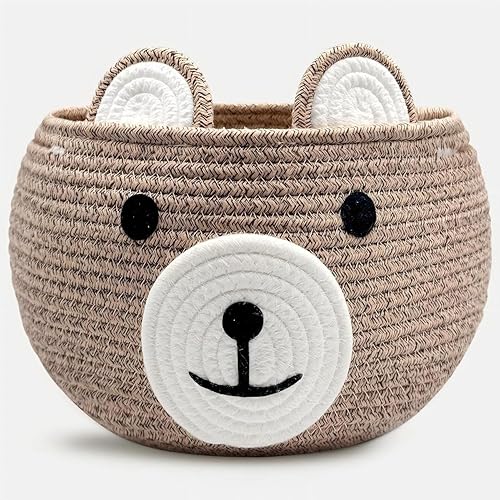 Cesta de bebé para guardería, cestas de regalo de oso vacías para niños, cestas de baby shower para juguetes, cesta de almacenamiento de cuerda