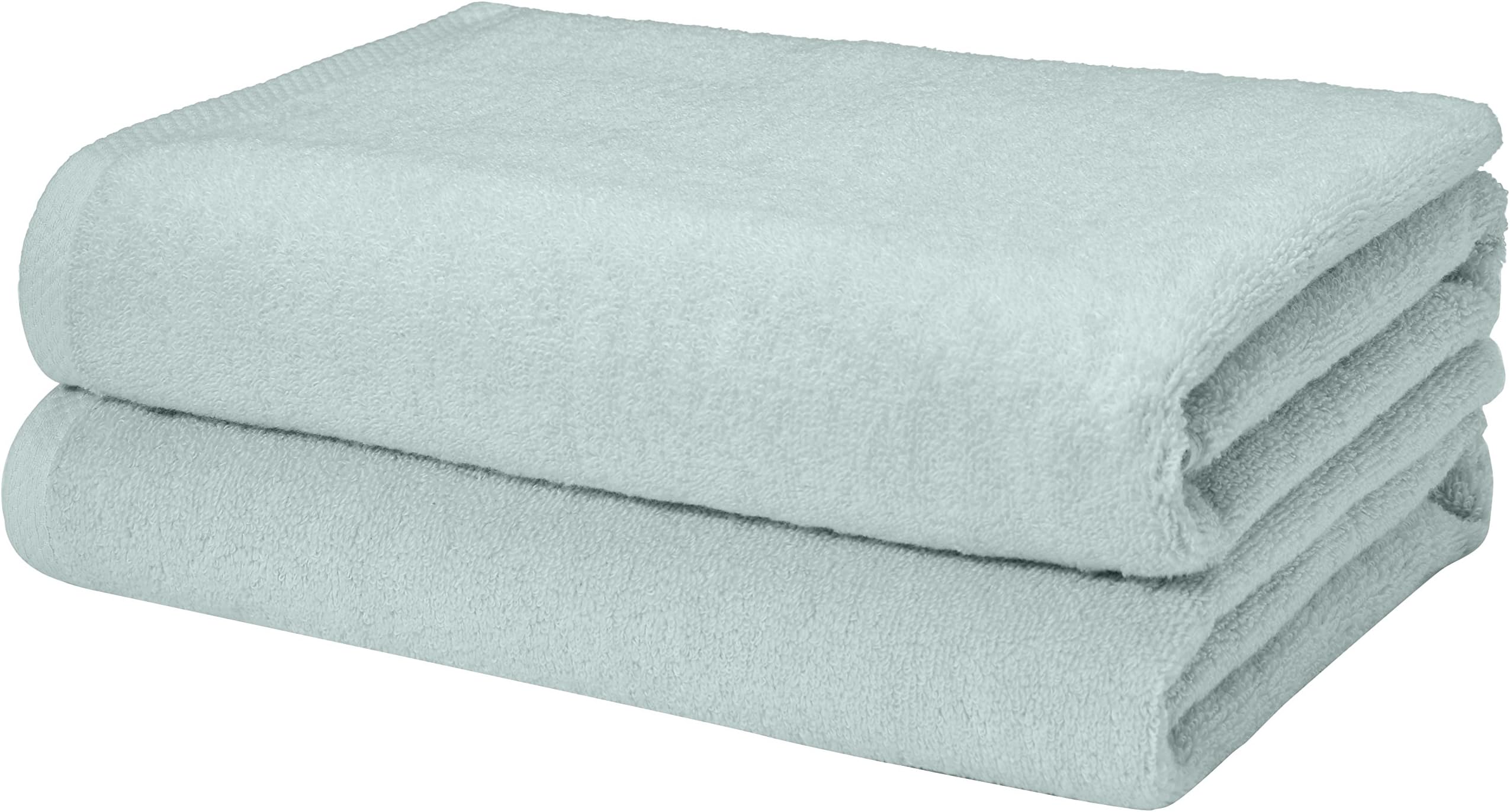 Amazon Basics Quick-Dry Bath Towel - 100% Cotton, 2-Pack, 54 x 30 inches, Ice Blue