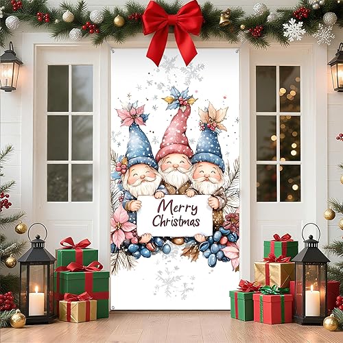 Miniatura 14 de Cubierta de Puerta de Navidad Papá Noel Muñeco de Nieve Árbol de Navidad Corona Pancarta Decoración de Vacaciones de Invierno para Puerta Principal
