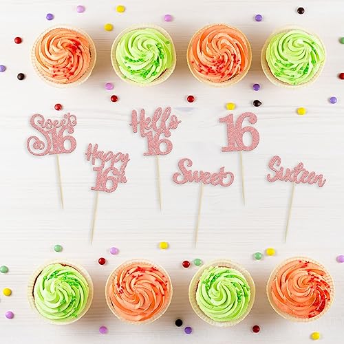 Miniatura 55 de 36 piezas de decoración para cupcakes de 10º cumpleaños con purpurina negra Hello 10 Ten Cupcake Picks Sweet 10 Double Digits Cake Decor for 10th