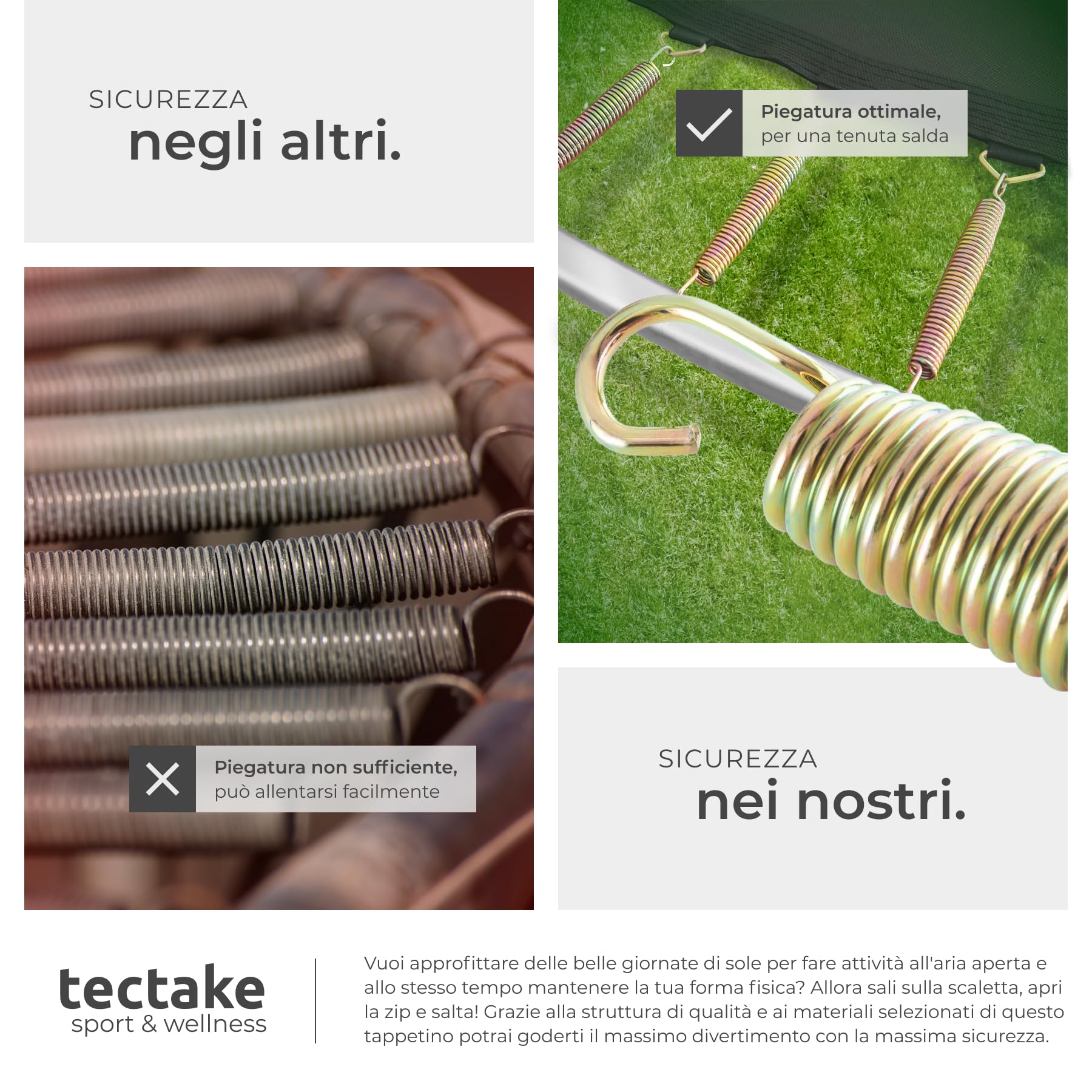 tectake® Trampolino Elastico per Bambini e Adulti Ø 244/305/366 cm, Certificato GS, Tappeto Sport Resistente agli Strappi, Rete di Sicurezza Bambini, Scaletta, Struttura in Acciaio, Bordo Imbottito