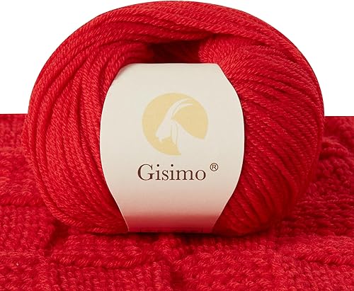 Miniatura 8 de GISIMO 100% lana merino, hilo lujoso y suave de 6 capas para tejer a mano y ganchillo, 1.76 onzas1.76 oz, 127 yardas380.6 ft (beige, 3 bolas)