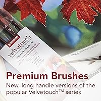 Vista 2 de Princeton Velvetouch Artista Filbert 6 - Brocha mixta para acrílico, acuarela y aceite, serie 3900, mango largo (PB3900FB6)