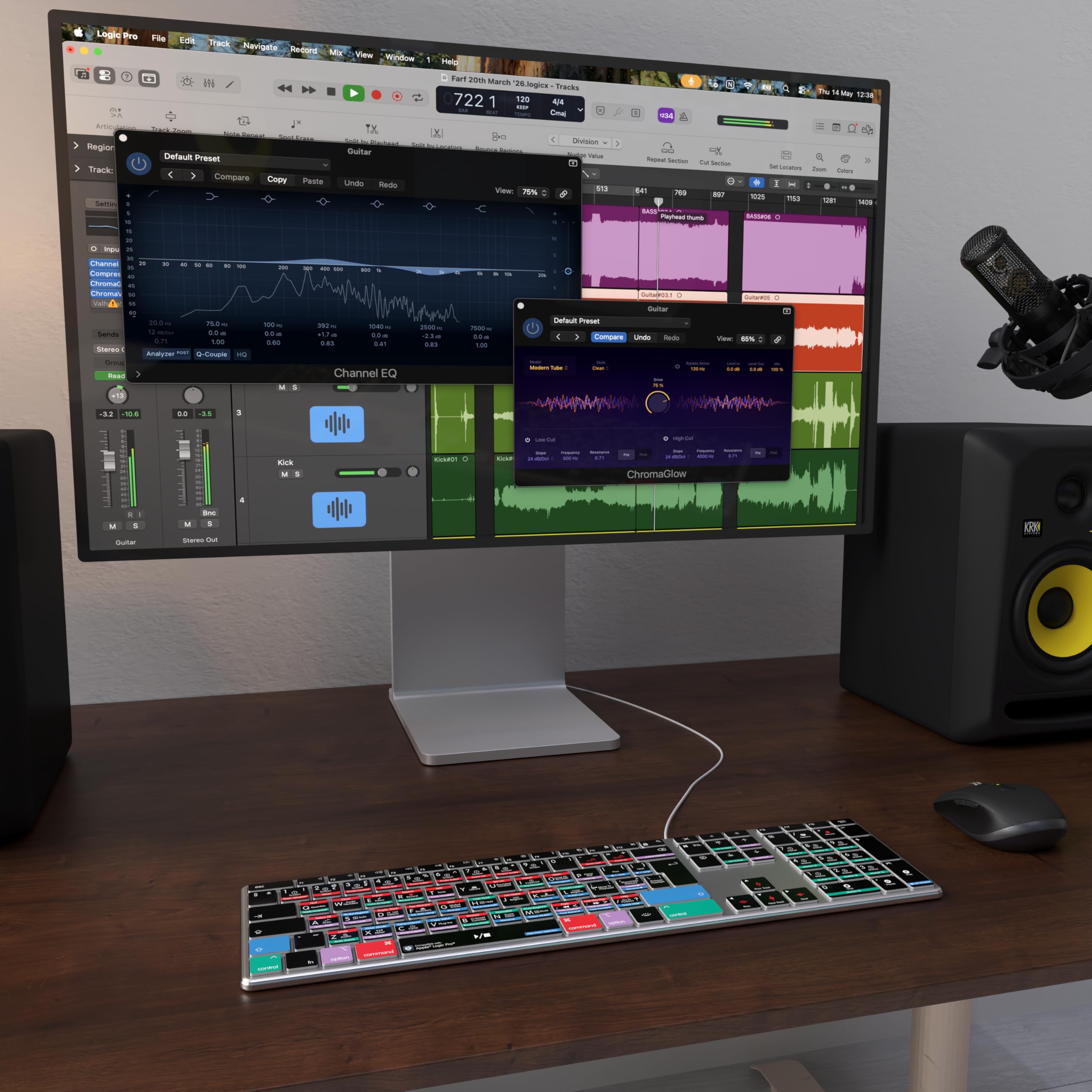 Editors Keys Logic Pro kompatible Tastatur AB10 Core – kabelgebundener USB-C – Hintergrundbeleuchtung – 150+ farbcodierte Shortcuts – nur Mac – UK/Euro Englisches Layout