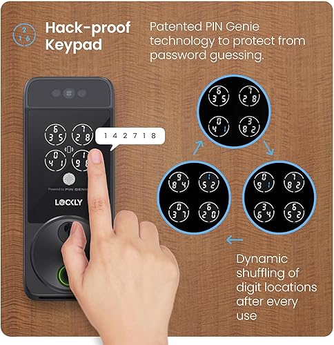 Miniatura 5 de Lockly Visage Zeno Series Smart Lock, reconocimiento facial y huella dactilar, cerradura de puerta de entrada sin llave, cerrojo Wi-Fi integrado con