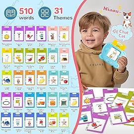 Spanish & English Talking Flash Cards for Toddler, Learning Montessori Toys with 510 Sight Words, Speech Therapy Toys, Children\'s Sensory Preschool Learning Educational Birthday