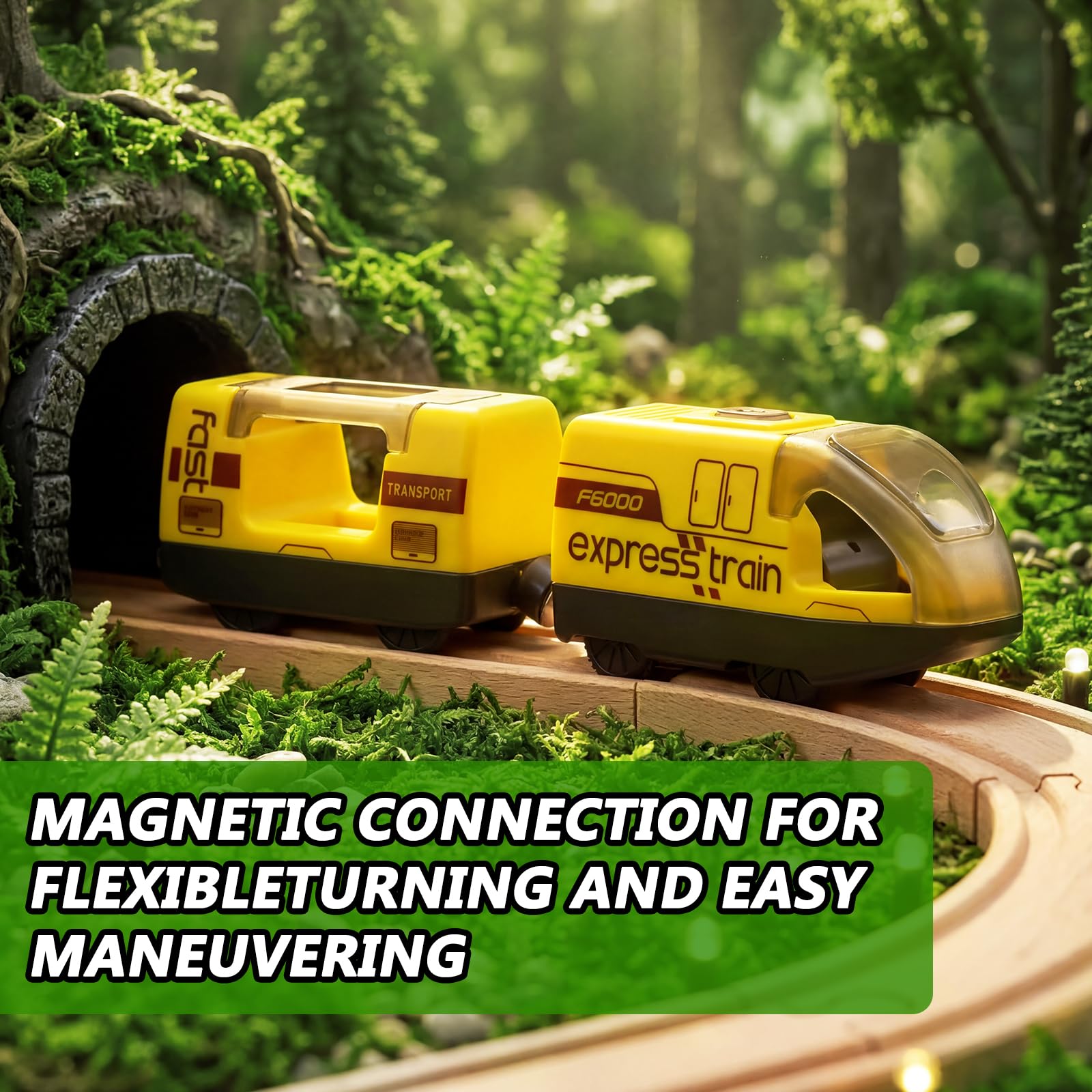 Tren Eléctrico de Juguete con Control Remoto para Vías de Madera, Locomotora Magnética, Compatible con Thomas, Brio y Chuggington, Regalo para Niños 3-6 Años