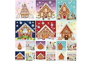 Adorable Make-A-Gingerbread-House Stickers for Kids' Holiday Fun and Creativity