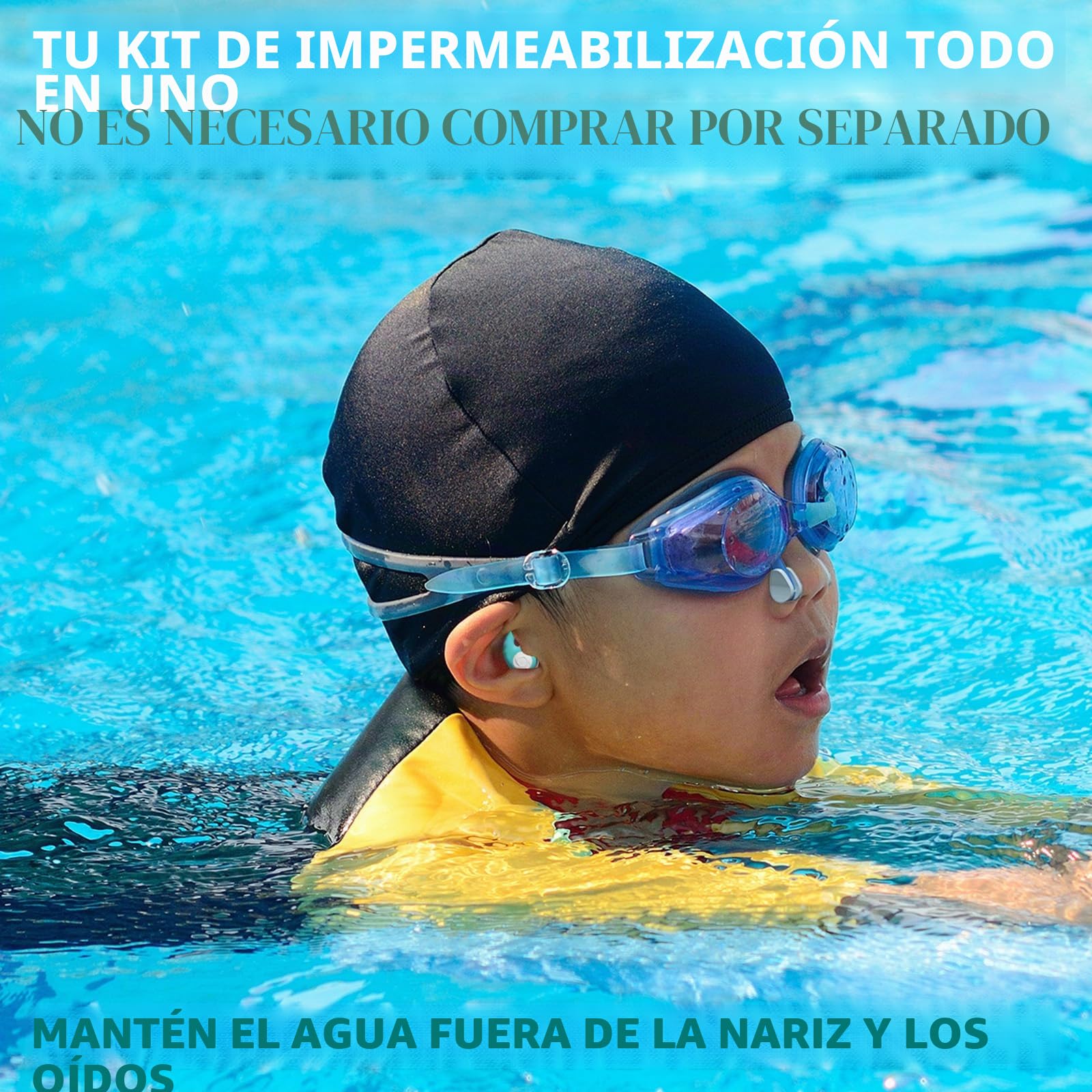 Pinza Nariz Natación Silicona Impermeable + Tapones Oídos Para Niños y Adultos – Accesorios Piscina con Caja Almacenamiento Reutilizable