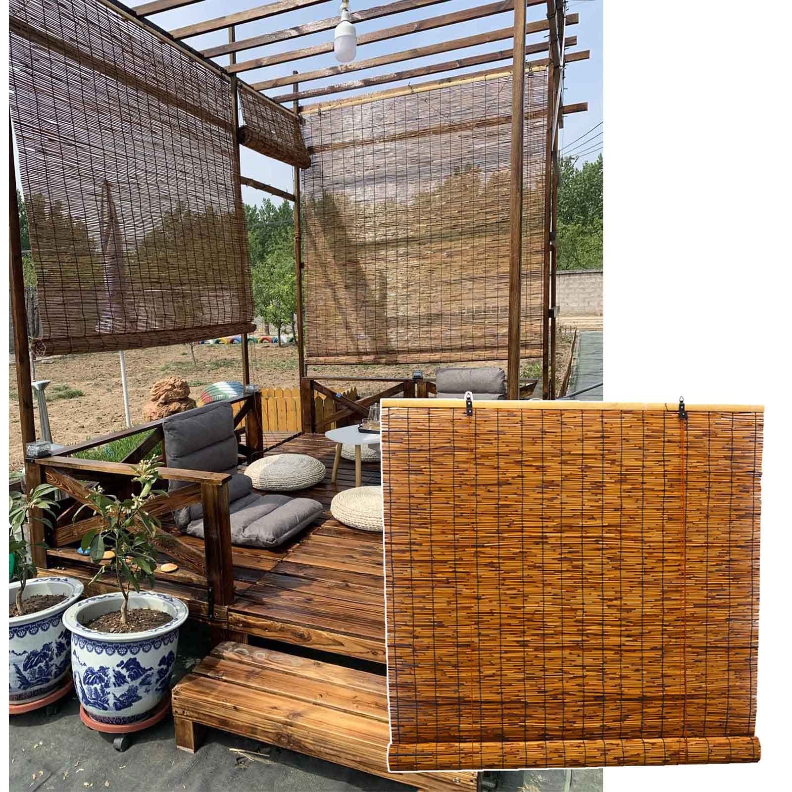 Rideau de paille romain rétro en roseau de qualité supérieure pour pergola