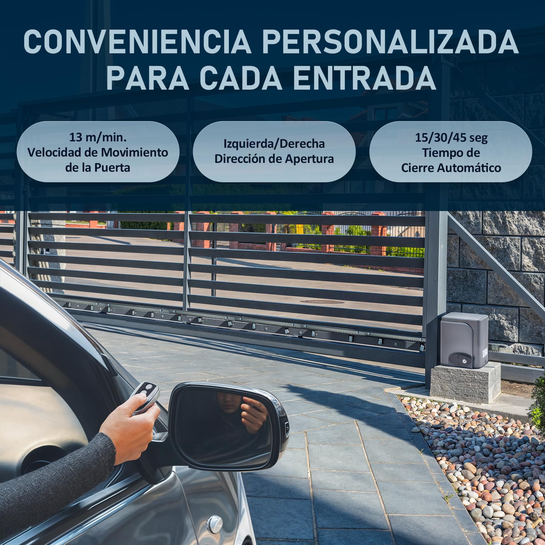 CO-Z 600KG Motores Puertas Correderas 280W Motor Puerta Garaje con 4M Cremallera de Acero, 2 Control Remoto, para Jardín, Garaje